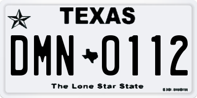 TX license plate DMN0112