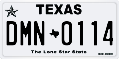 TX license plate DMN0114