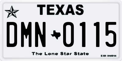 TX license plate DMN0115