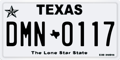 TX license plate DMN0117