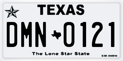 TX license plate DMN0121