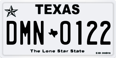 TX license plate DMN0122