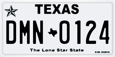 TX license plate DMN0124