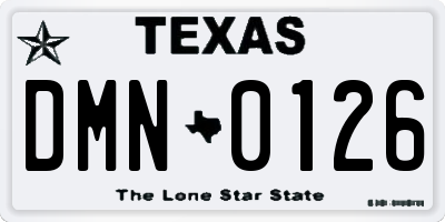 TX license plate DMN0126