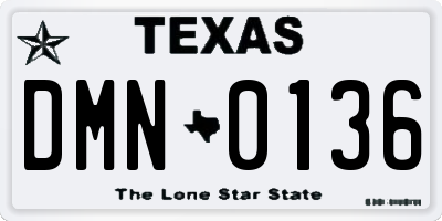 TX license plate DMN0136