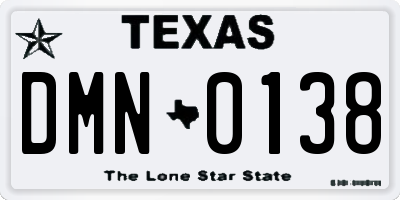 TX license plate DMN0138