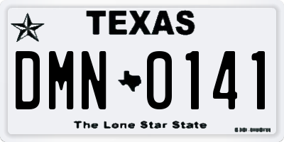 TX license plate DMN0141