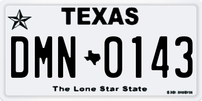 TX license plate DMN0143