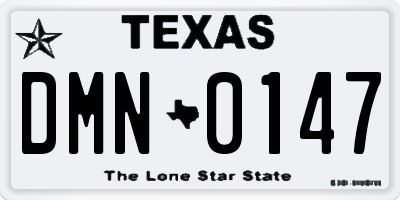 TX license plate DMN0147