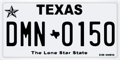 TX license plate DMN0150