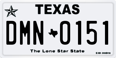 TX license plate DMN0151
