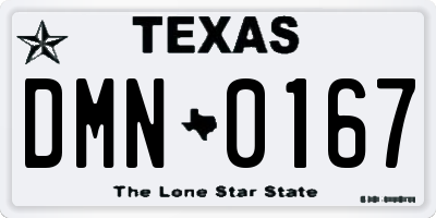 TX license plate DMN0167