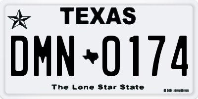 TX license plate DMN0174