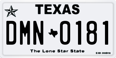 TX license plate DMN0181