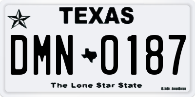 TX license plate DMN0187
