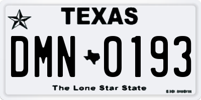 TX license plate DMN0193