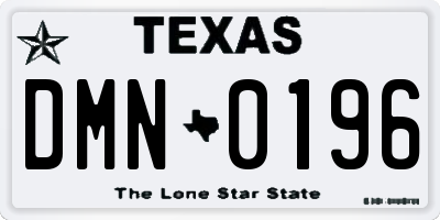 TX license plate DMN0196