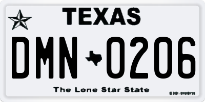 TX license plate DMN0206
