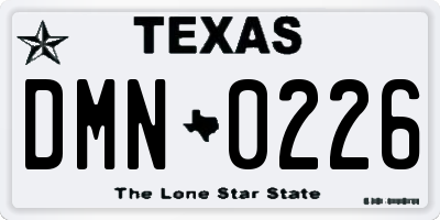TX license plate DMN0226
