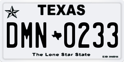 TX license plate DMN0233