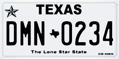 TX license plate DMN0234