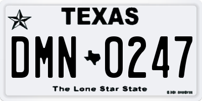 TX license plate DMN0247