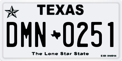 TX license plate DMN0251