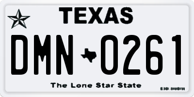 TX license plate DMN0261