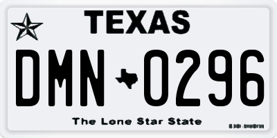TX license plate DMN0296