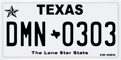 TX license plate DMN0303
