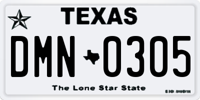 TX license plate DMN0305