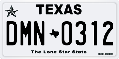 TX license plate DMN0312