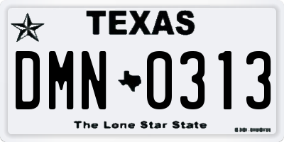 TX license plate DMN0313