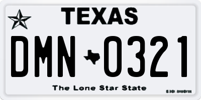 TX license plate DMN0321