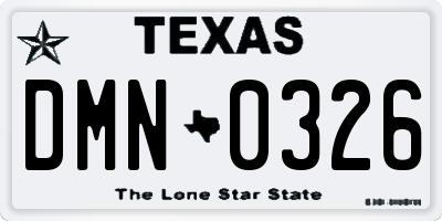 TX license plate DMN0326
