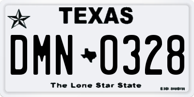 TX license plate DMN0328