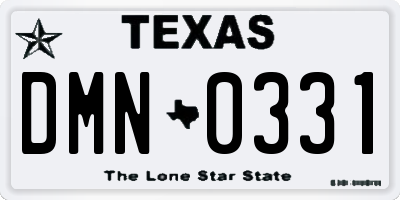 TX license plate DMN0331