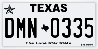TX license plate DMN0335