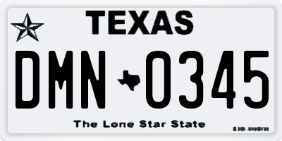 TX license plate DMN0345