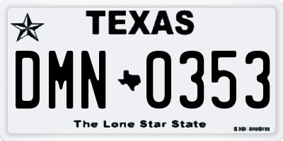 TX license plate DMN0353
