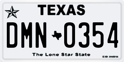 TX license plate DMN0354
