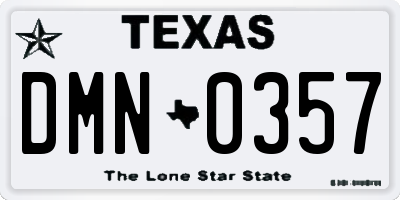 TX license plate DMN0357