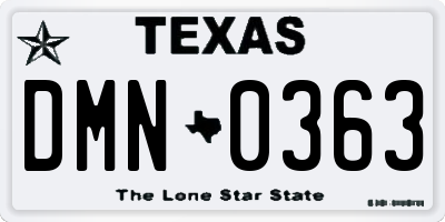 TX license plate DMN0363