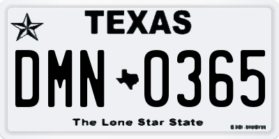 TX license plate DMN0365