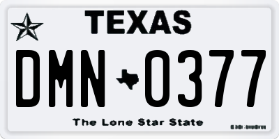 TX license plate DMN0377