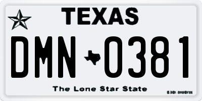 TX license plate DMN0381