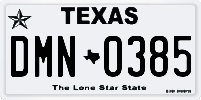 TX license plate DMN0385