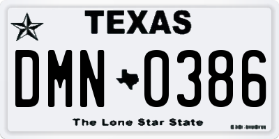 TX license plate DMN0386