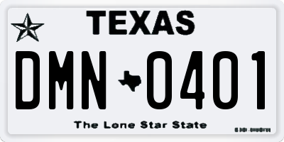TX license plate DMN0401