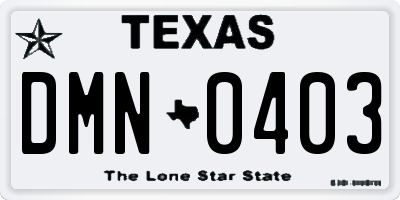 TX license plate DMN0403